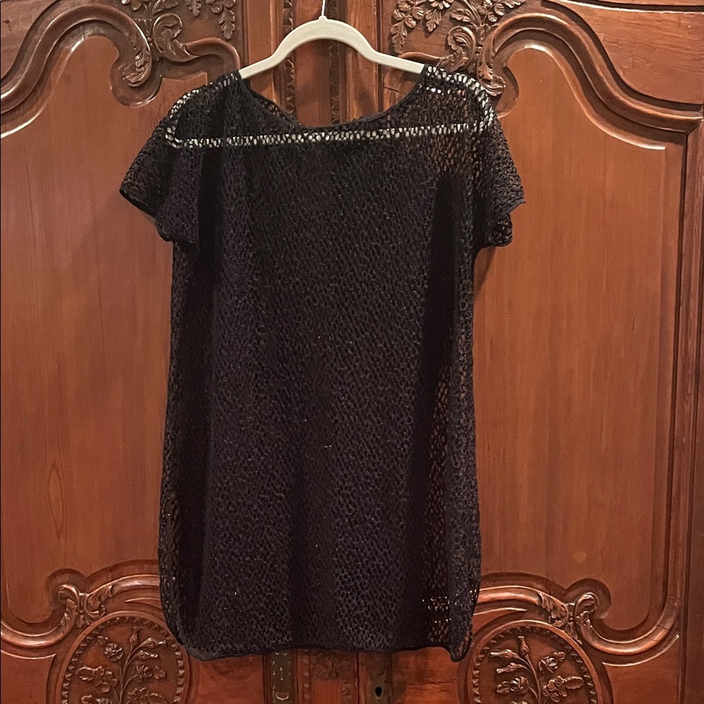 Black Knit Short Sleeve Top/ Swim Cover